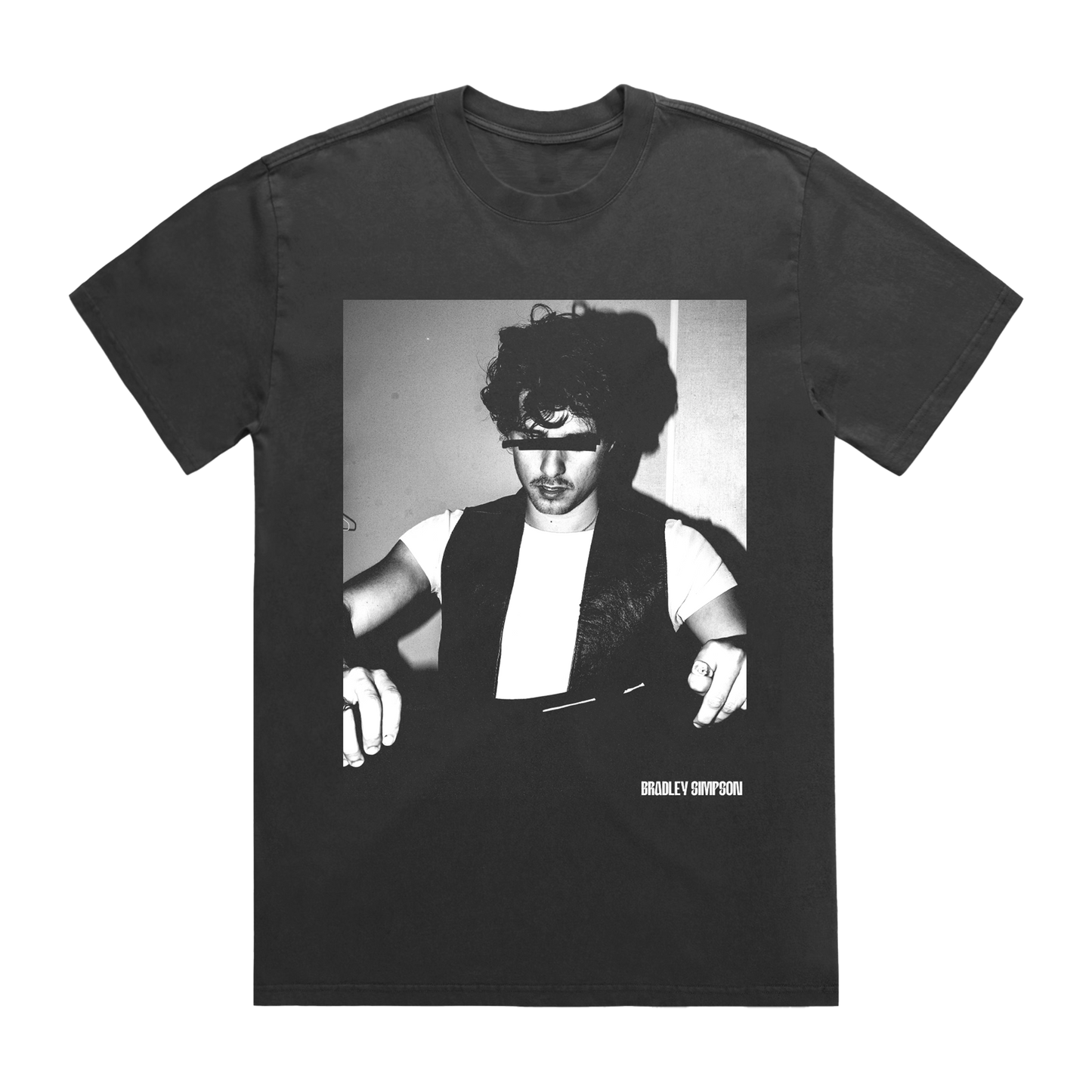 Black t-shirt with a graphic of Bradley Simpson